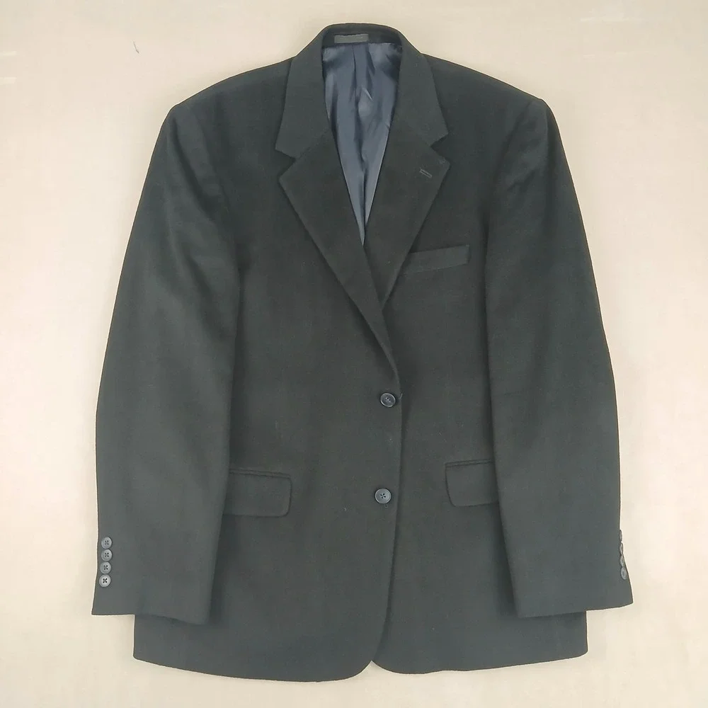 Andrew Fezza 42S‎ Mens Blazer Jacket Wool Silk Cashmere Black 22x31 44S
